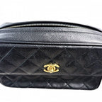 Chanel Shoulder Bag Quilted Chain Pochette Turnlock CC Logo Bag Caviar Leather — view 8