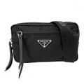 Prada Belt Bag Shoulder Crossbody Triangle Logo Re-Nylon Leather Black Silver