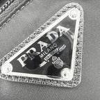 Prada Belt Bag Shoulder Crossbody Triangle Logo Re-Nylon Leather Black Silver — view 6