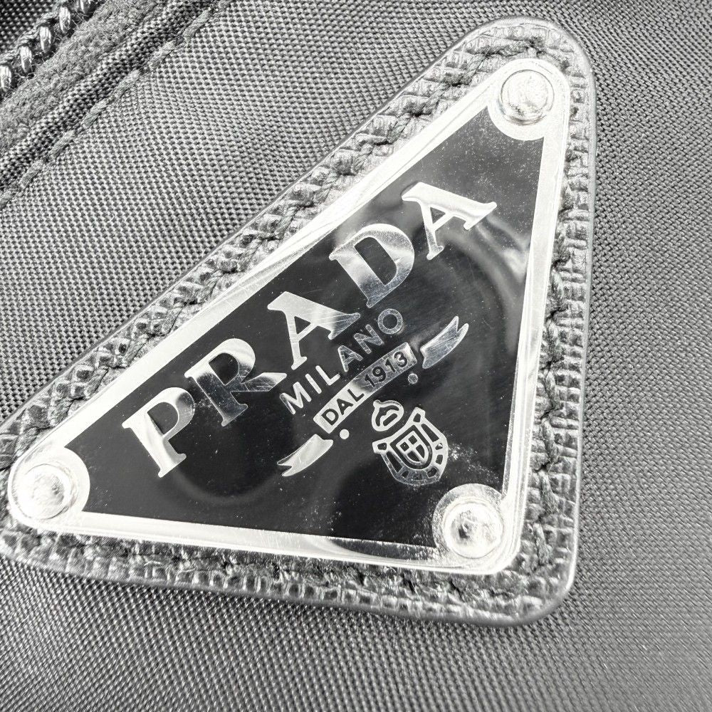 Prada Belt Bag Shoulder Crossbody Triangle Logo Re-Nylon Leather Black Silver — view 6