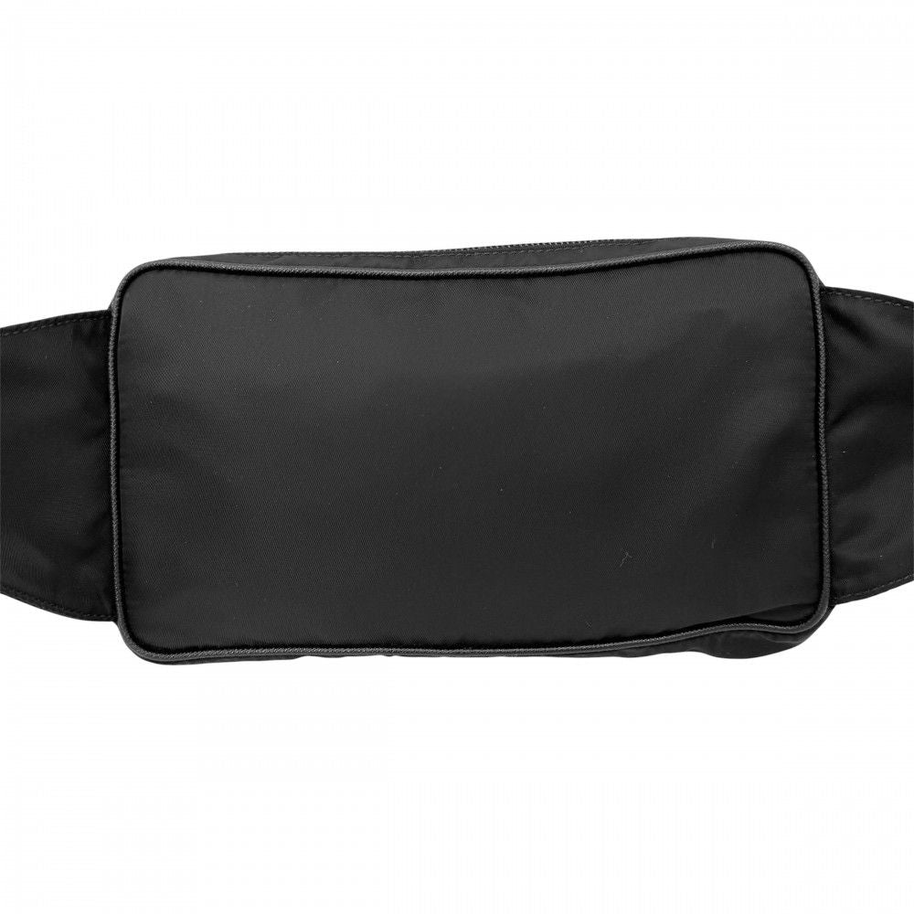 Prada Belt Bag Shoulder Crossbody Triangle Logo Re-Nylon Leather Black Silver — view 2
