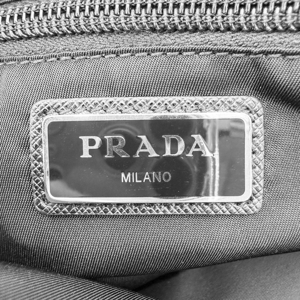 Prada Belt Bag Shoulder Crossbody Triangle Logo Re-Nylon Leather Black Silver — view 5