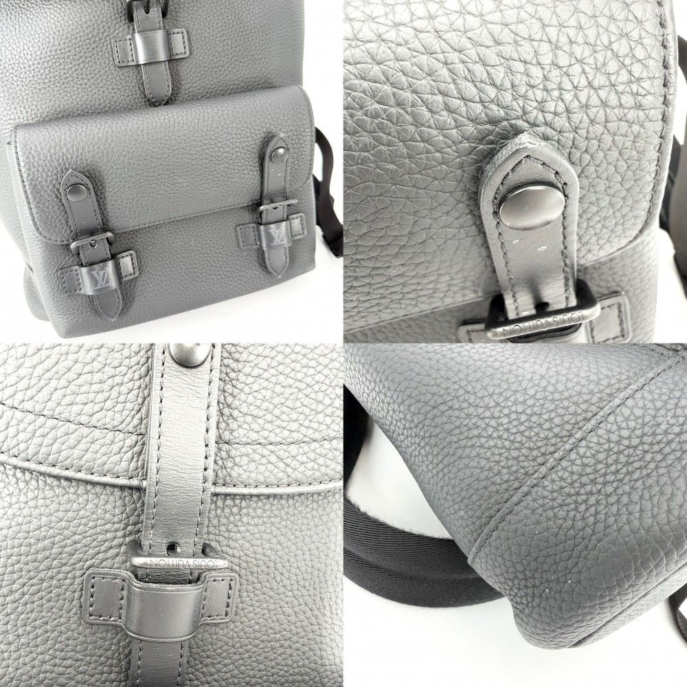 Louis Vuitton Backpack Christopher Slim Leather Black Silver — view 7