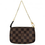 Louis Vuitton Handbag Mini Pochette Accessoires Damier Canvas Brown Gold