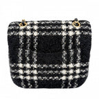 Chanel Shoulder Bag CC Logo Double Chain Turnlock Bag Crossbody Tweed Wool — view 2