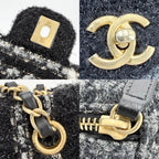 Chanel Shoulder Bag CC Logo Double Chain Turnlock Bag Crossbody Tweed Wool — view 6