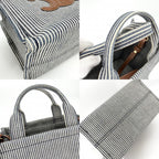 Celine 2-Way Triomphe Small Cabas Thais Shoulder Bag Crossbody Stripe Tote — view 7