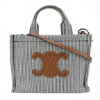 Celine 2-Way Triomphe Small Cabas Thais Shoulder Bag Crossbody Stripe Tote