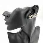 Chanel Earrings CC Logo Clover Rhinestone Silver — view 2