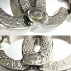 Chanel Earrings CC Logo Clover Rhinestone Silver — view 5