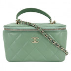 Chanel 2-Way Quilted Vanity Chain Shoulder Bag Mini Pochette Crossbody CC Logo