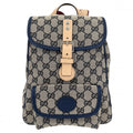 Gucci Backpack Kids Children GG Canvas Leather Brown Navy Blue Silver