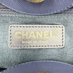 Chanel Tote Deauville MM Chain Shoulder Bag Studs Logo CC Caviar Leather Blue — view 5