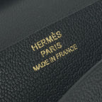 Hermes Bearn Mini Coin Purse Wallet Bifold Mini Chevre Noir Black Gold Compact — view 6