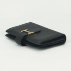 Hermes Bearn Mini Coin Purse Wallet Bifold Mini Chevre Noir Black Gold Compact — view 4