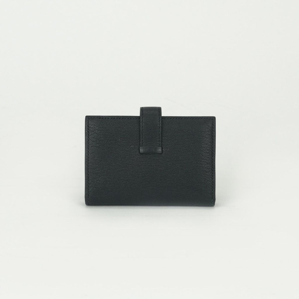 Hermes Bearn Mini Coin Purse Wallet Bifold Mini Chevre Noir Black Gold Compact — view 2