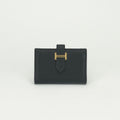 Hermes Bearn Mini Coin Purse Wallet Bifold Mini Chevre Noir Black Gold Compact