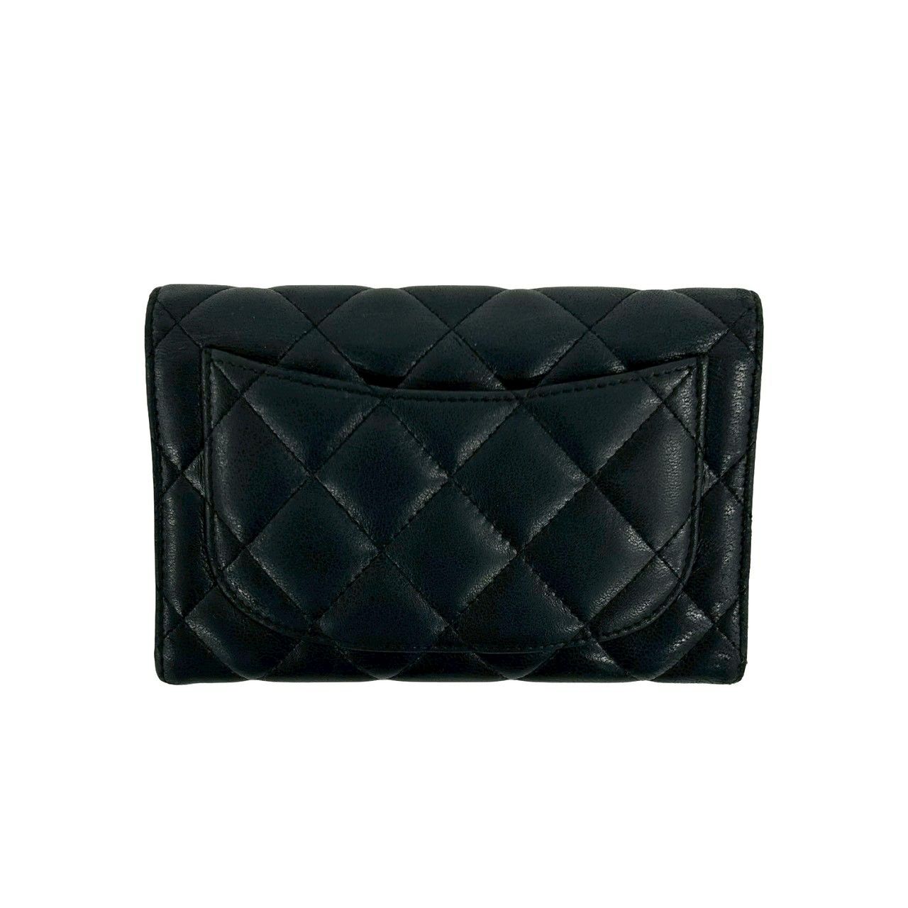 Chanel Quilted CC Logo Lambskin Leather Bifold Wallet Black — view 2