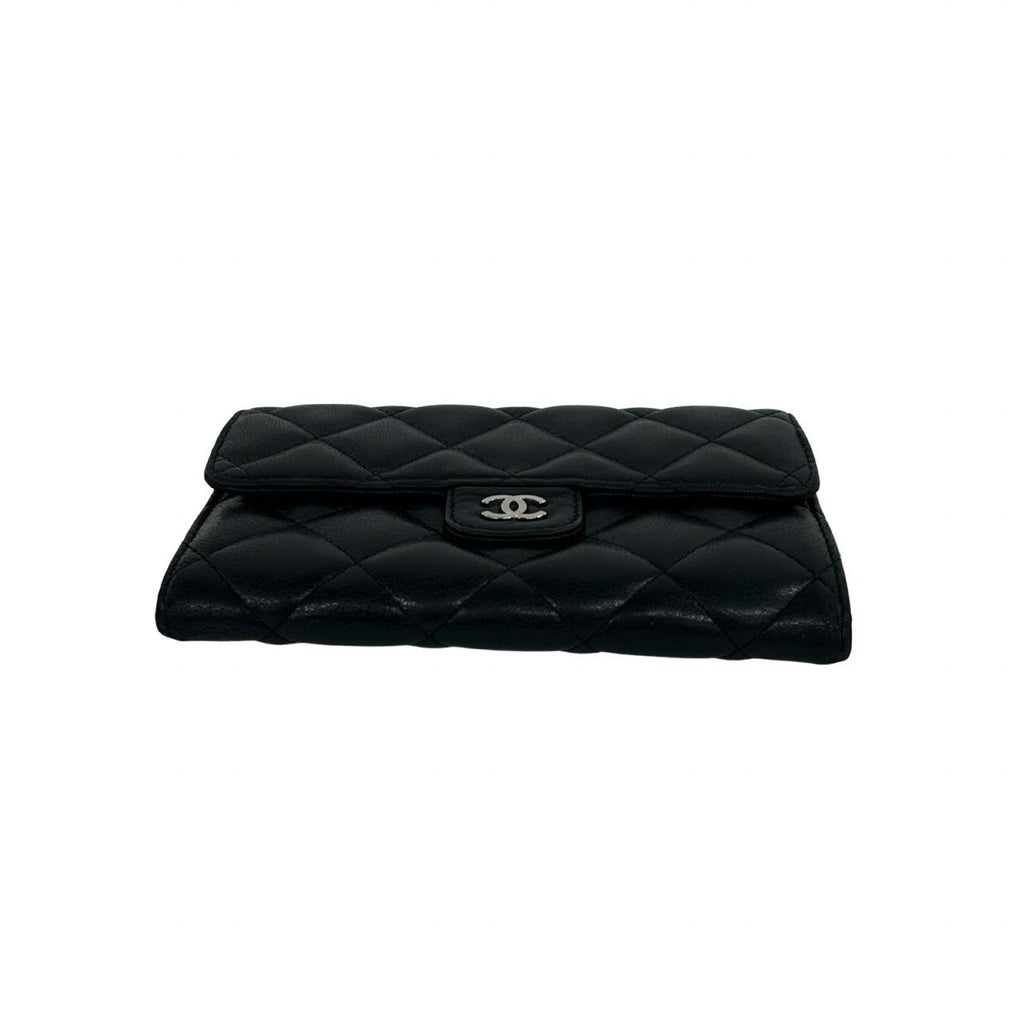 Chanel Quilted CC Logo Lambskin Leather Bifold Wallet Black — view 6
