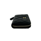 Chanel Quilted CC Logo Lambskin Leather Coin Case Black — view 5