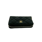 Chanel Quilted CC Logo Lambskin Leather Coin Case Black — view 3