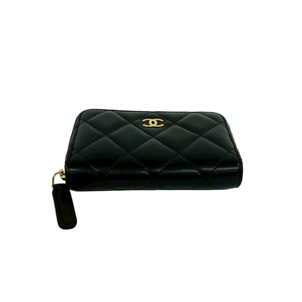 Chanel Quilted CC Logo Lambskin Leather Coin Case Black — view 6