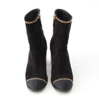 Chanel Suede CC Logo Chain Ankle Boots Shoes Black 36c — view 2