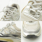 Chanel Mesh CC Logo Sneakers Low Cut Silver White — view 8