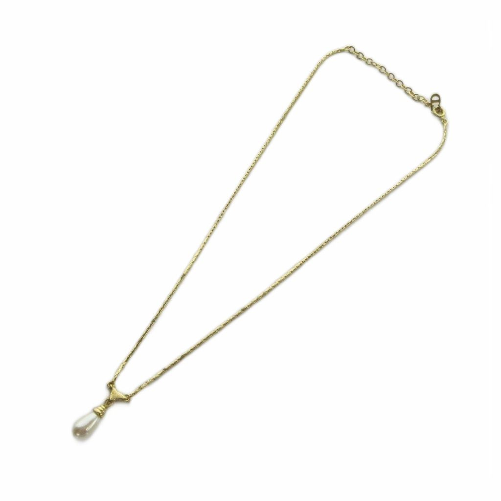 Dior Necklace Rhinestone Faux Pearl Gold — view 4