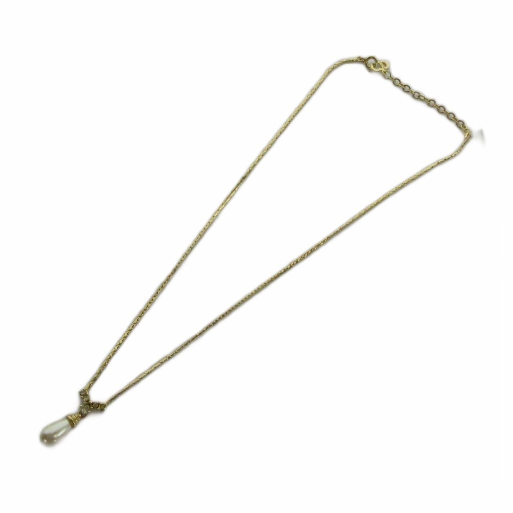 Dior Necklace Rhinestone Faux Pearl Gold — view 3