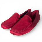 Prada Silk Blend Satin Flat Shoes le Monsieur Slip Ons Red