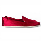Prada Silk Blend Satin Flat Shoes le Monsieur Slip Ons Red — view 5