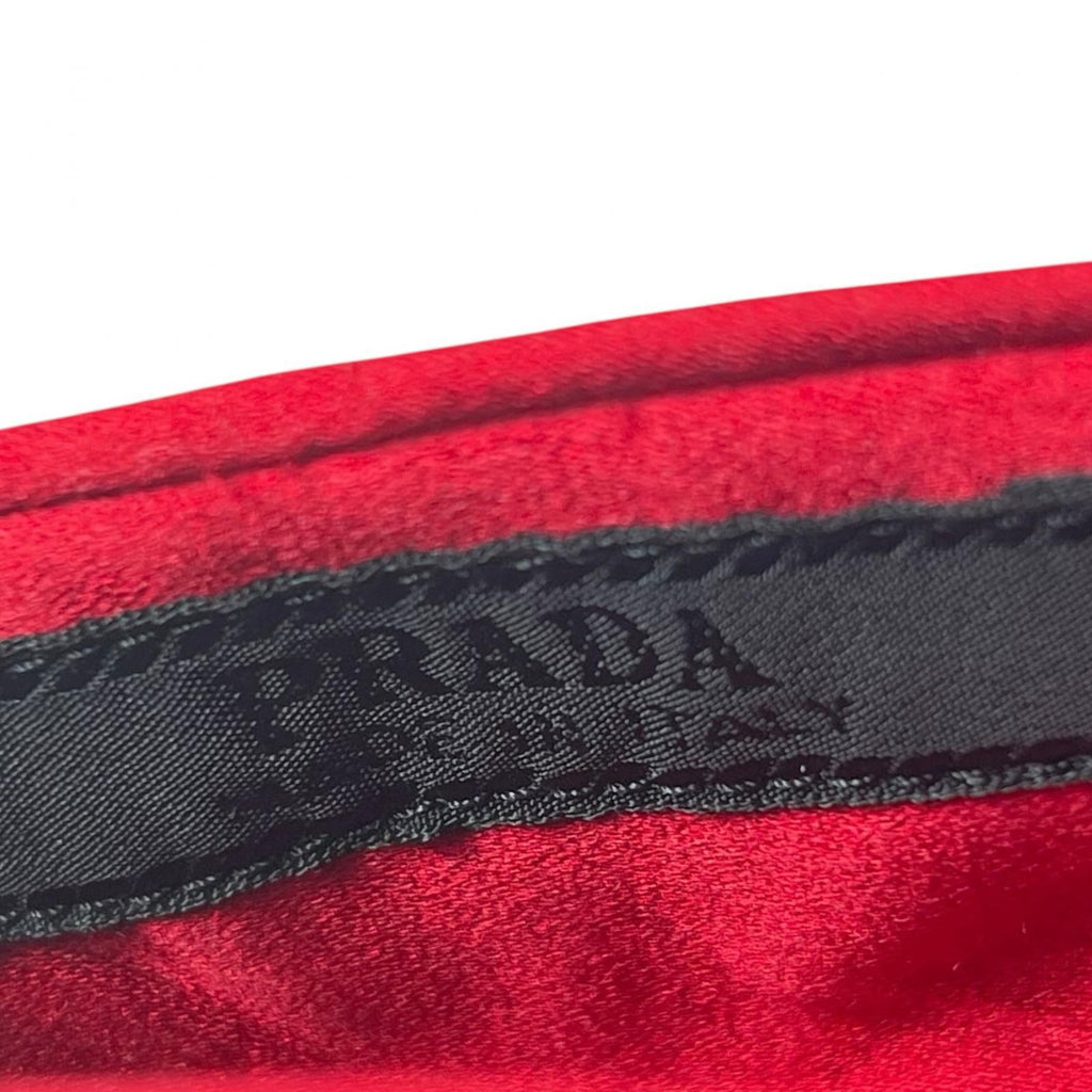 Prada Silk Blend Satin Flat Shoes le Monsieur Slip Ons Red — view 9