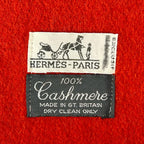 Hermes Cashmere Logo Embroidered Scarf with Fringe Shawl Brown — view 6