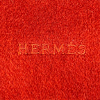 Hermes Cashmere Logo Embroidered Scarf with Fringe Shawl Brown — view 5