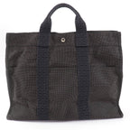 Hermes Her Line MM Silver Key with Cadena Series Canvas Tote Gray