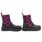 Gucci Logo GG Jersey Side Gore Ankle Boots Short Black Pink 35.5 Recommended — view 4