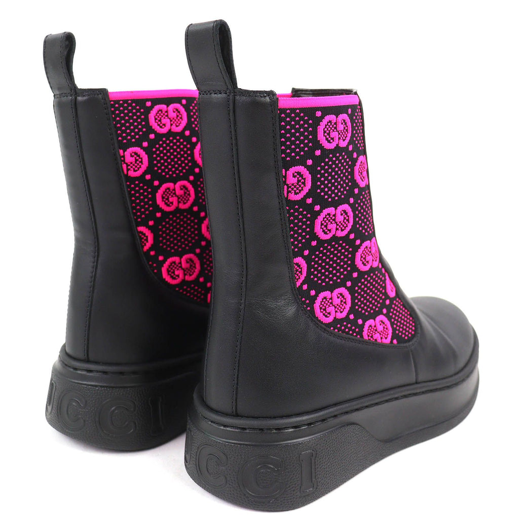Gucci Logo GG Jersey Side Gore Ankle Boots Short Black Pink 35.5 Recommended — view 7