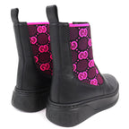 Gucci Logo GG Jersey Side Gore Ankle Boots Short Black Pink 35.5 Recommended — view 7