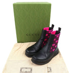 Gucci Logo GG Jersey Side Gore Ankle Boots Short Black Pink 35.5 Recommended — view 2