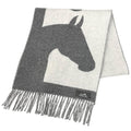 Hermes Love Story Cashmere Scarf with Fringes Shawl Gray Off White