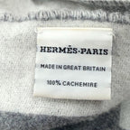 Hermes Love Story Cashmere Scarf with Fringes Shawl Gray Off White — view 7