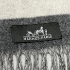 Hermes Love Story Cashmere Scarf with Fringes Shawl Gray Off White — view 6