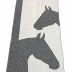 Hermes Love Story Cashmere Scarf with Fringes Shawl Gray Off White — view 5