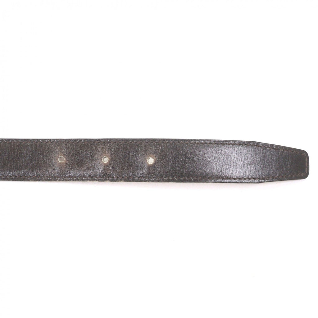 Hermes Vintage Martin Margiela Era Logo Gold Buckle Leather Belt Dark Brown 70 — view 4