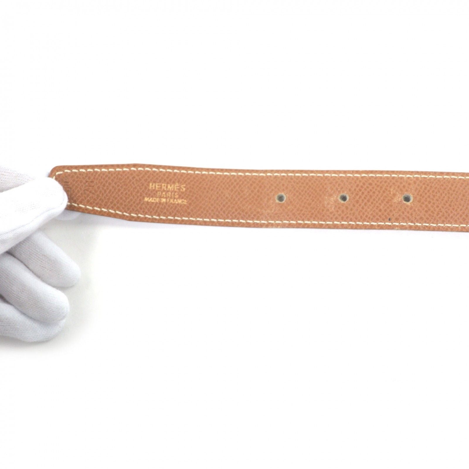 Hermes Vintage Martin Margiela Era Logo Gold Buckle Leather Belt Dark Brown 70 — view 7