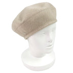 Hermes Sainte Honore Cashmere 100% Silver Series Button Beret Hat Beige 57