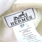 Hermes Sainte Honore Cashmere 100% Silver Series Button Beret Hat Beige 57 — view 9