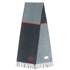 Loewe Wool Cashmere Anagram Embroidery Fringe Long Scarf Gray Red Recommended — view 2