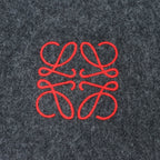 Loewe Wool Cashmere Anagram Embroidery Fringe Long Scarf Gray Red Recommended — view 6